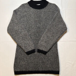 Vintage 80s Angora Lambswool Sweater | Minimalist Mock Neck Textured Knit | S/M